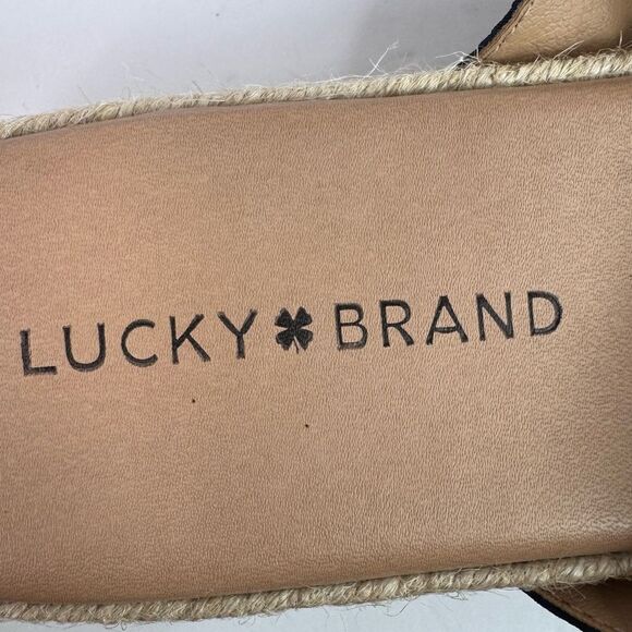 NWOB! Lucky Brand Gayte Espadrilles Slides Slip On Check Blue Sandals Sz 7.5 - Picture 12 of 12